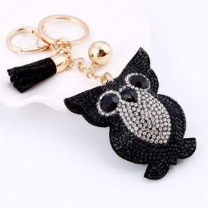 Rhinestone Sparkle Owl Bag Charms